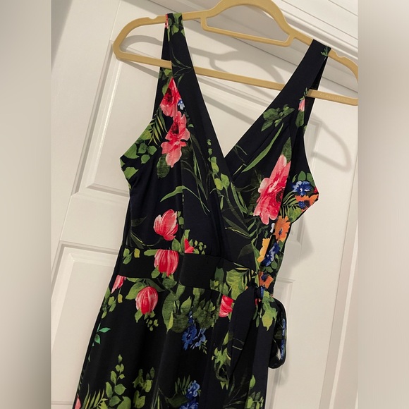 Le Lis Ranada Faux Wrap Knit Maxi Dress - Navy Floral Maxi Dress - Picture 3 of 5